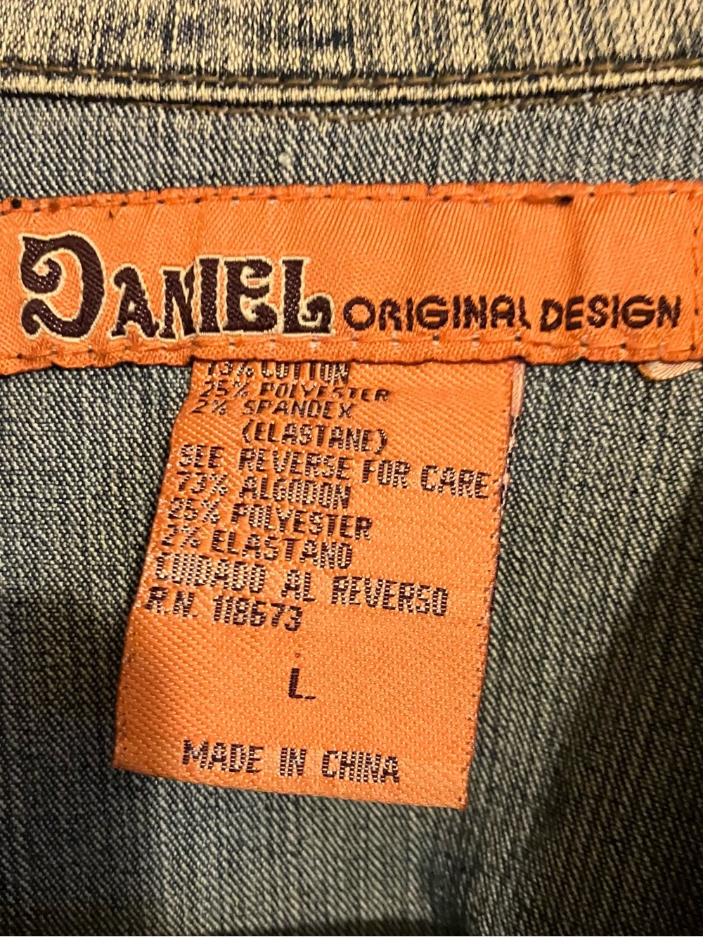 Denim Jean Jacket with Embellished Pockets - Washed Blue - Picture 3 of 5